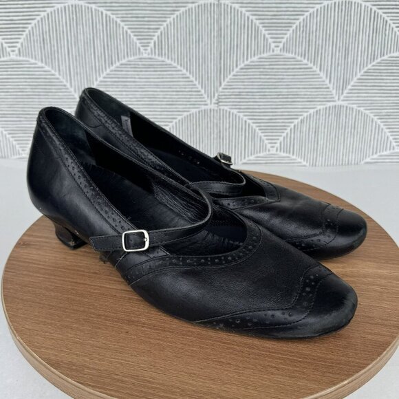 XSensible Black Leather Mary Jane Style Shoes Low Heels Buckle Strap Size 39 - Picture 1 of 9